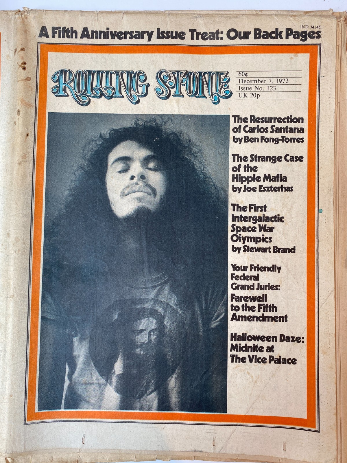 Rolling Stone Magazine No 123 Dec 7th 1972; Cover, Santana