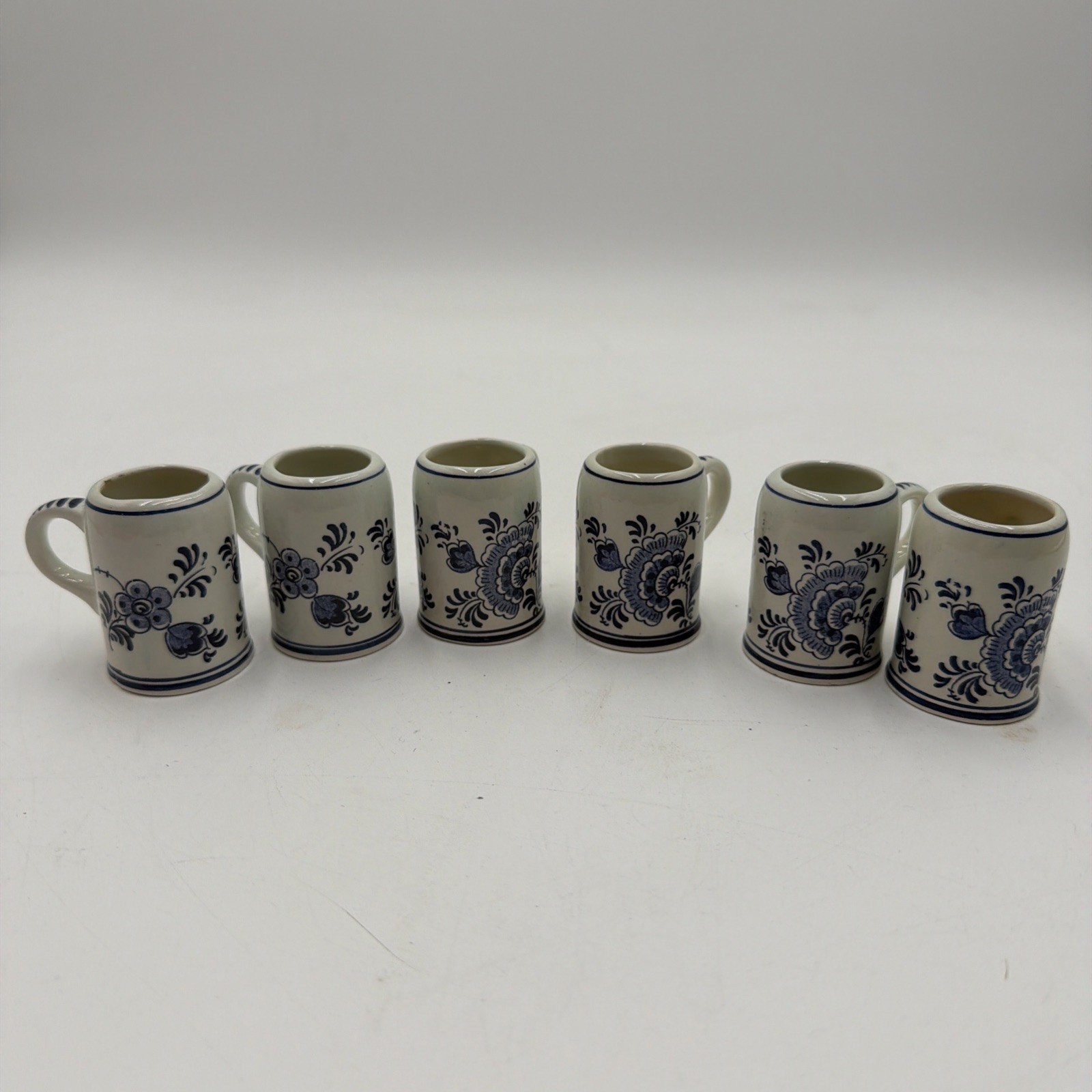 Vintage Lot of 8 Blue &White Delft Hand Painted Holland Mini Mug/Toothpick/Trink