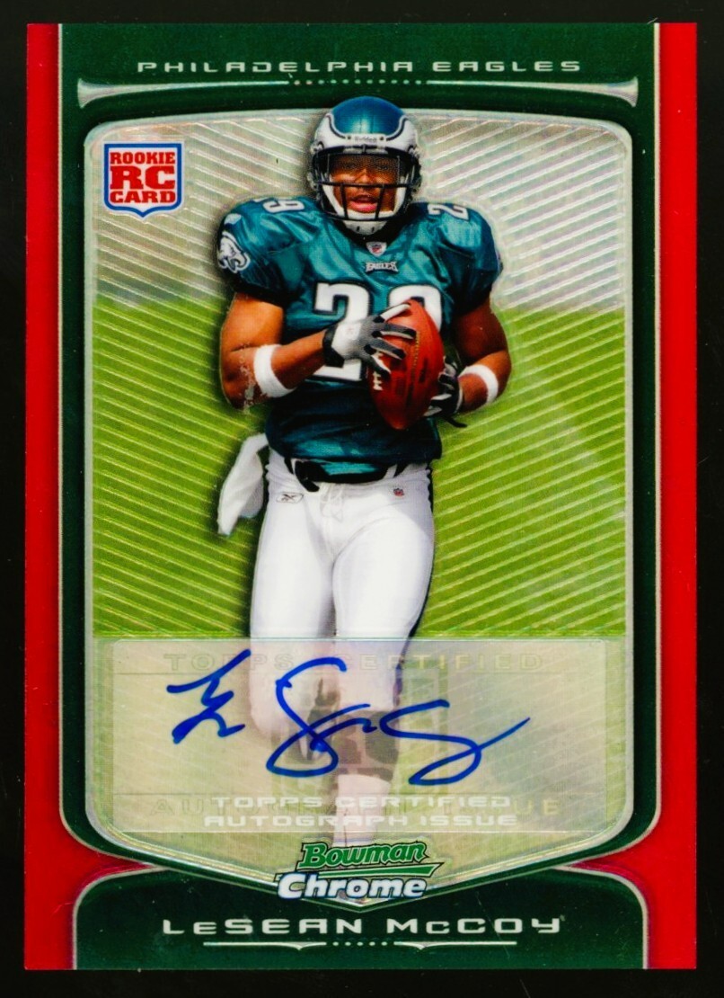 2009 Bowman Chrome LeSean McCoy Red Refractor Rookie Card RC Auto Signature /5