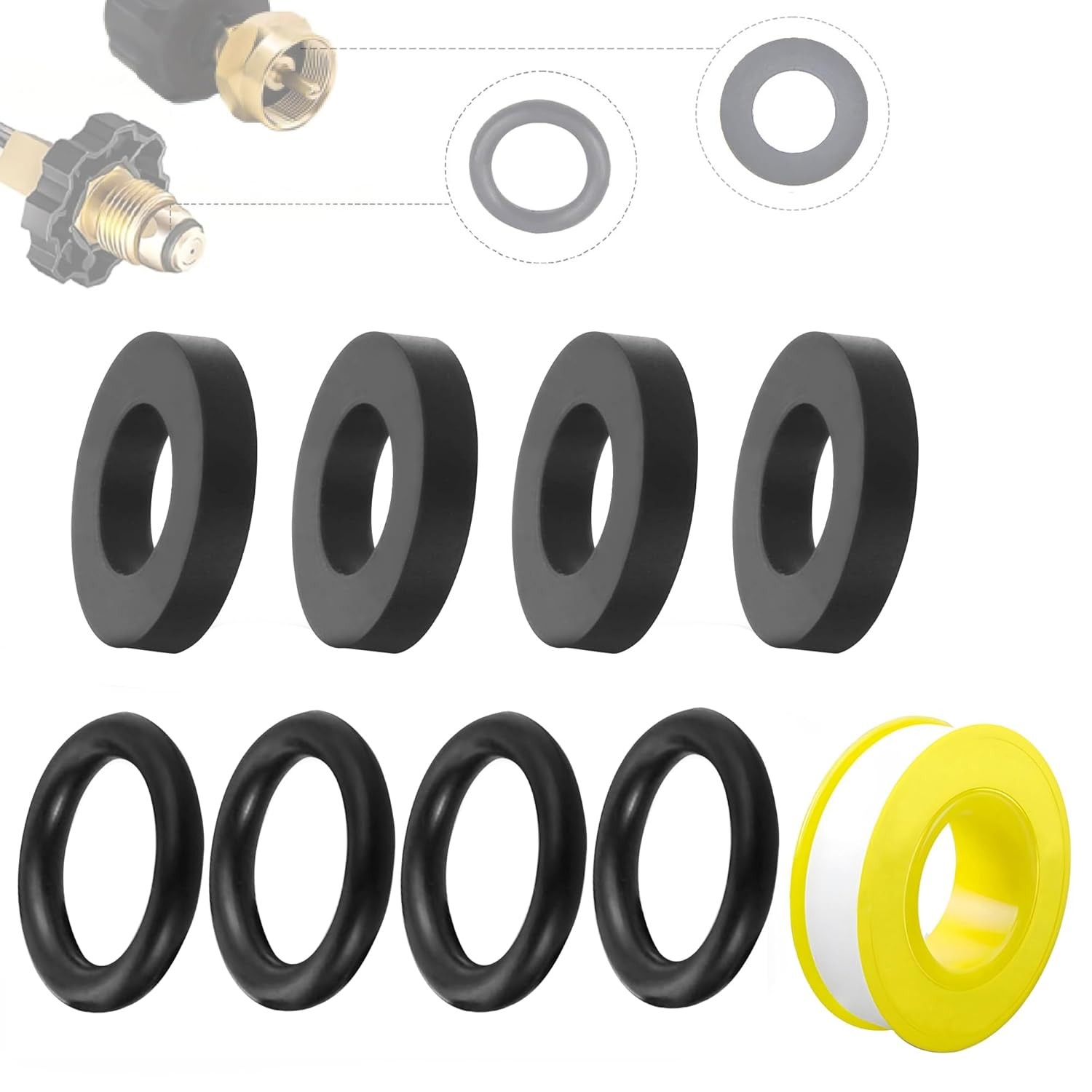 15Pcs Propane Tank Gasket and O-Rings for Soft Nose P.O.L. Black 15Pcs Propane Tank Gasket and O-Rings for Soft Nose P.O.L. Black