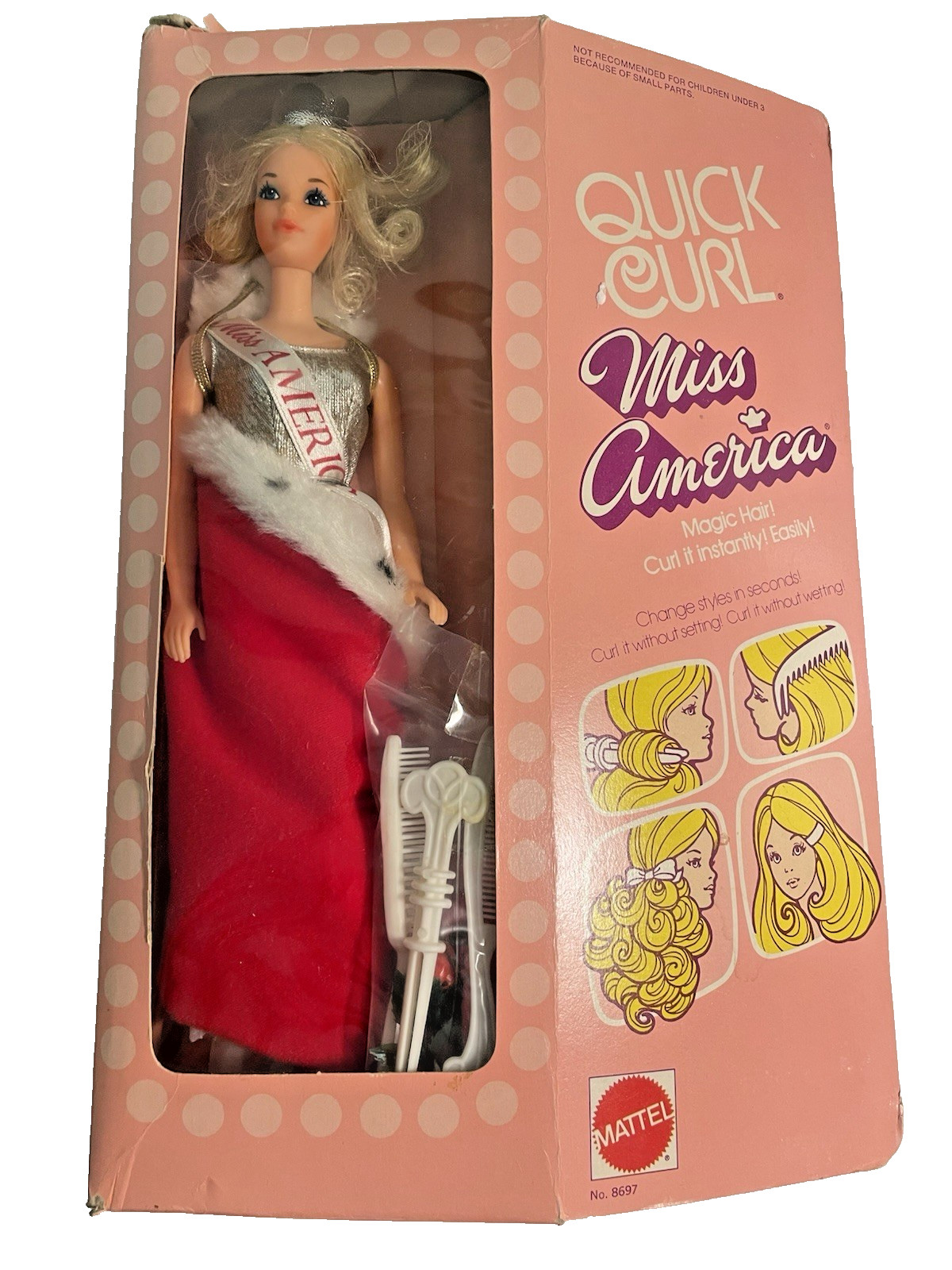 Vintage Barbie Quick Curl Miss America Doll w/ Steffie Face 8697 Mattel  1972