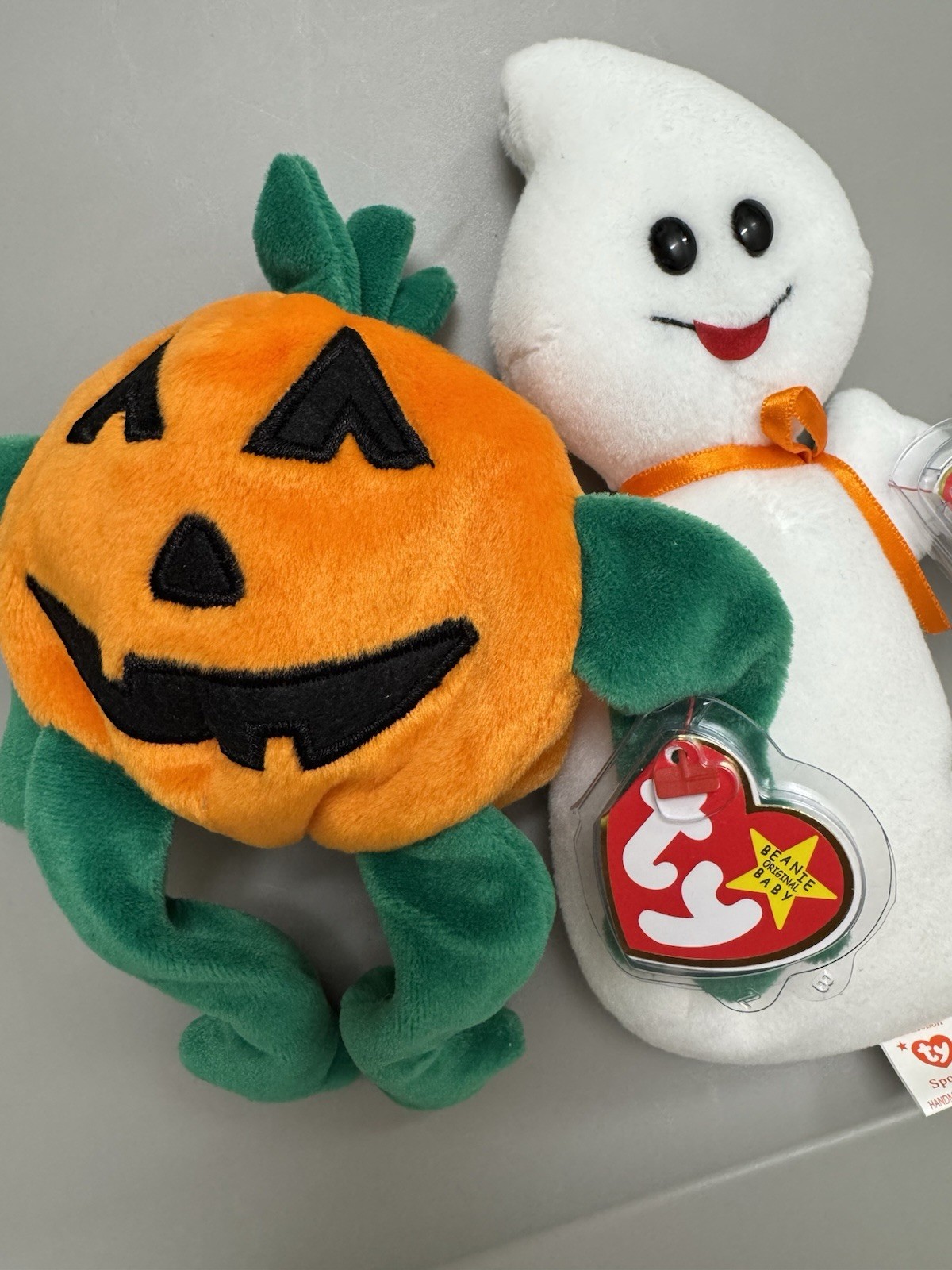 VINTAGE LOT of 2 - Ty Beanie Babies Spooky Pumkin - Ghost Pumpkin Halloween VINTAGE LOT of 2 - Ty Beanie Babies Spooky Pumkin - Ghost Pumpkin Halloween
