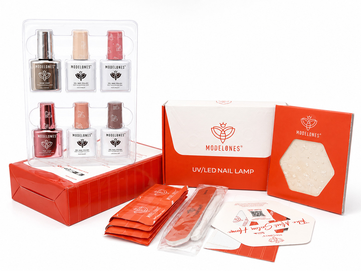 Modelones Gel Mini Salon Nail Kit UV LED Lamp Gel Polish Set 6 Colors