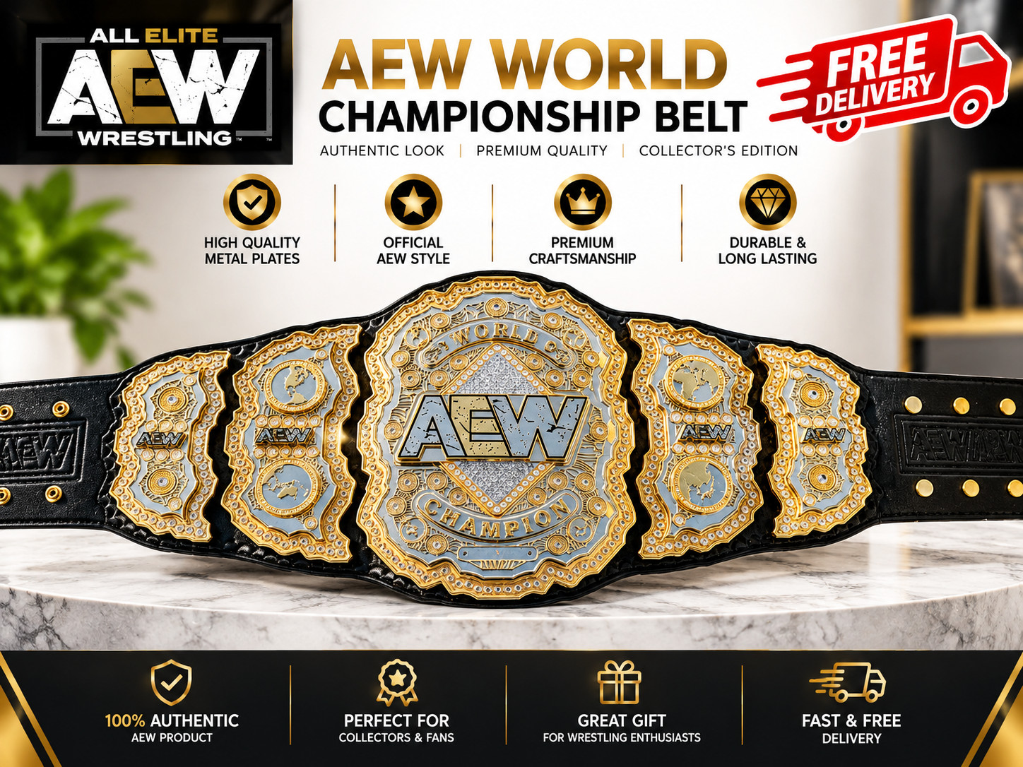 AEW World Wrestling Championship 2mm Title Adult Size Belts Heavyweight Belt AEW World Wrestling Championship 2mm Title Adult Size Belts Heavyweight Belt
