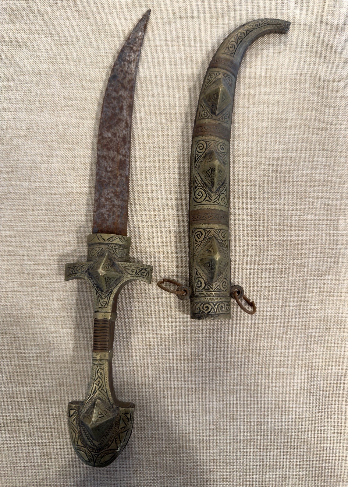 Antique Vintage Moroccan Koummya Dagger Knife With Sheath Antique Vintage Moroccan Koummya Dagger Knife With Sheath