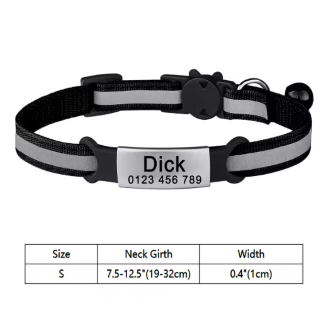 Reflective Customised Cat Collar Adjustable Personalize ID Tag For Pet Cat Puppy Reflective Customised Cat Collar Adjustable Personalize ID Tag For Pet Cat Puppy