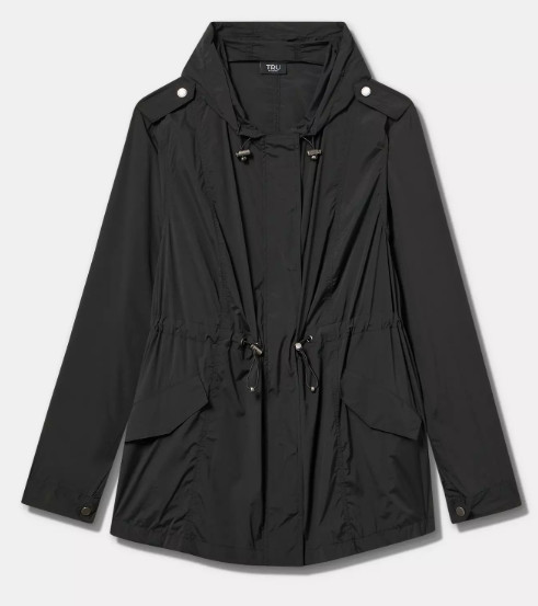Torrid Happy Camper Nylon Windbreaker Jacket Black Size 2X Hooded