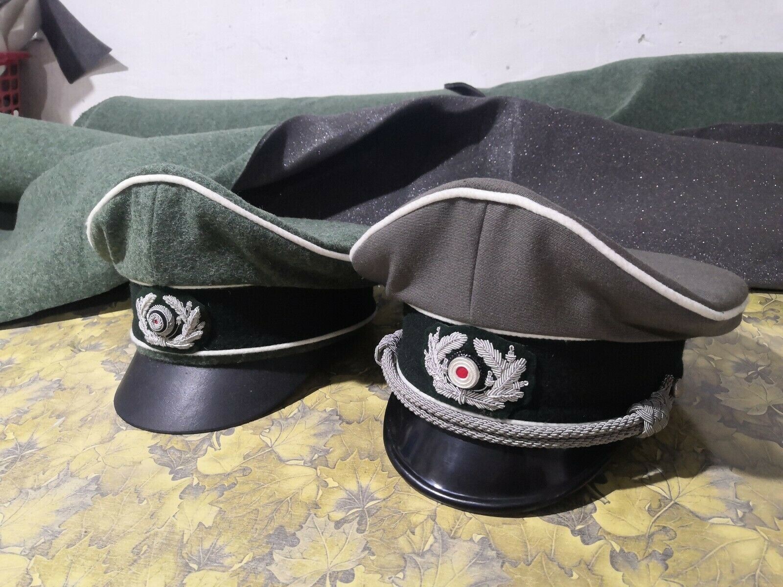 German Caps hats - Set of two ww2 german crusher hats German Caps hats - Set of two ww2 german crusher hats