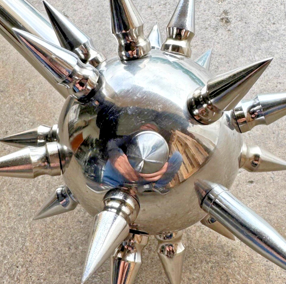 Medieval Spiked Ball Mace Silver Morning Star Chrome 32” XL Middle Ages larp Medieval Spiked Ball Mace Silver Morning Star Chrome 32” XL Middle Ages larp