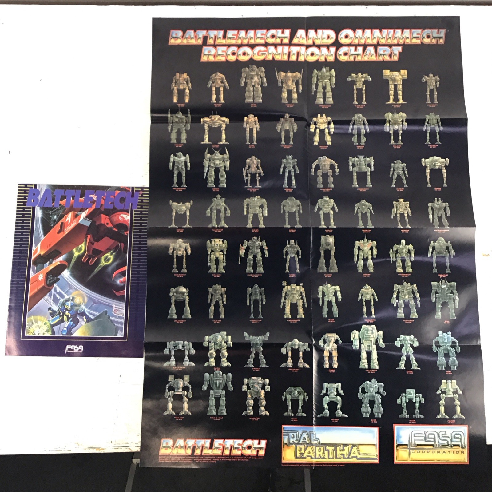 RARE Vintage FASA Battletech Omnimech 1991 Recognition Chart Poster & Booklet