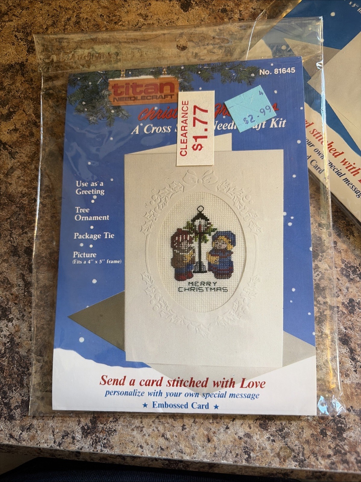 VTG 1988 Titan NEEDLECRAFT Christmas Card Cross Stitch Needlecraft Kit #81645 VTG 1988 Titan NEEDLECRAFT Christmas Card Cross Stitch Needlecraft Kit #81645