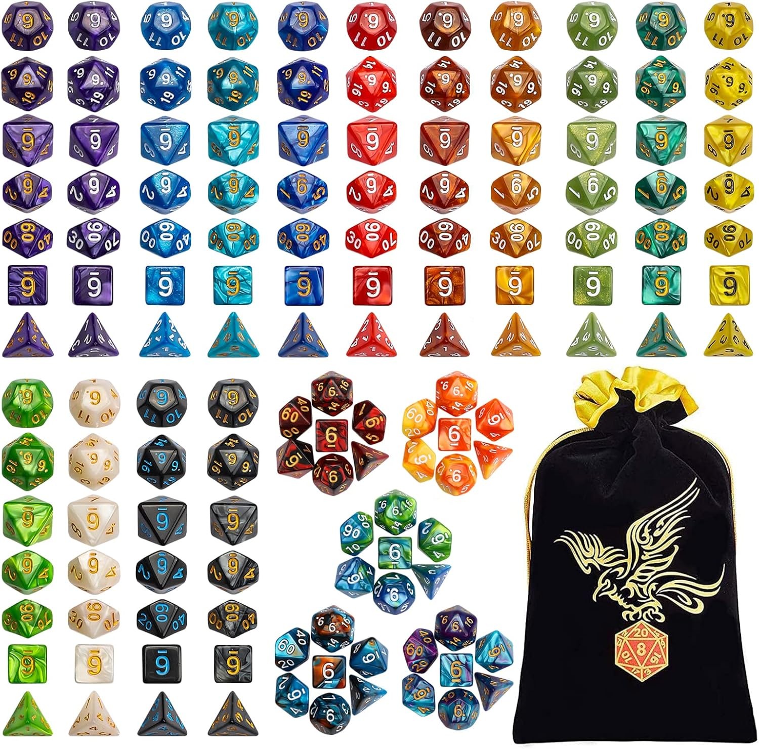 QMay DND Dice Set - 20x7 (140 Pieces) Polyhedral Dice, 20 Colors D&D Dice for... QMay DND Dice Set - 20x7 (140 Pieces) Polyhedral Dice, 20 Colors D&D Dice for...