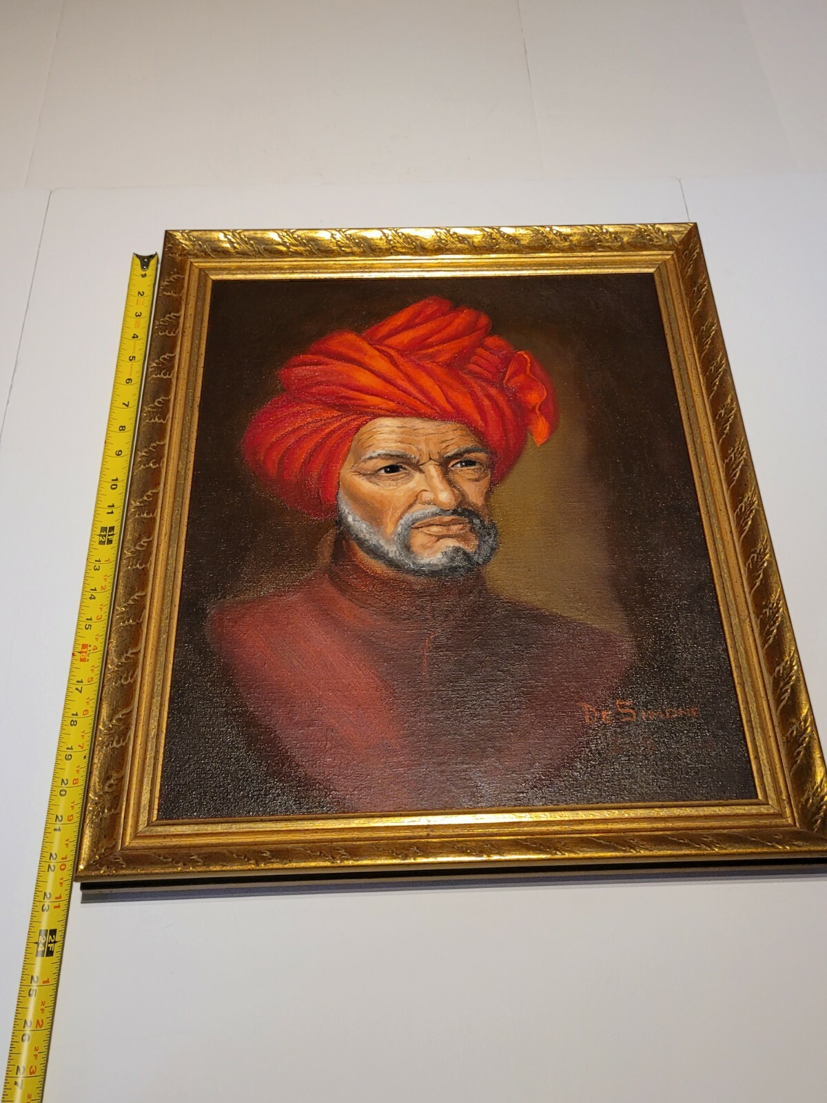 Original Oil Canvas Man\'s Profile Vtg OOAK Painting Artist Signed De Simone Rare