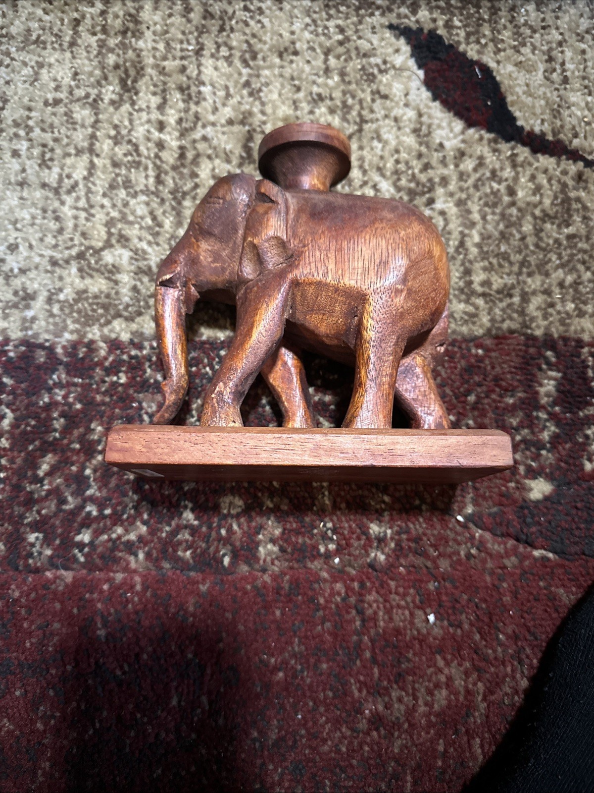 Vintage Hand Carved Wooden Elephant Made In Thailand Vintage Hand Carved Wooden Elephant Made In Thailand