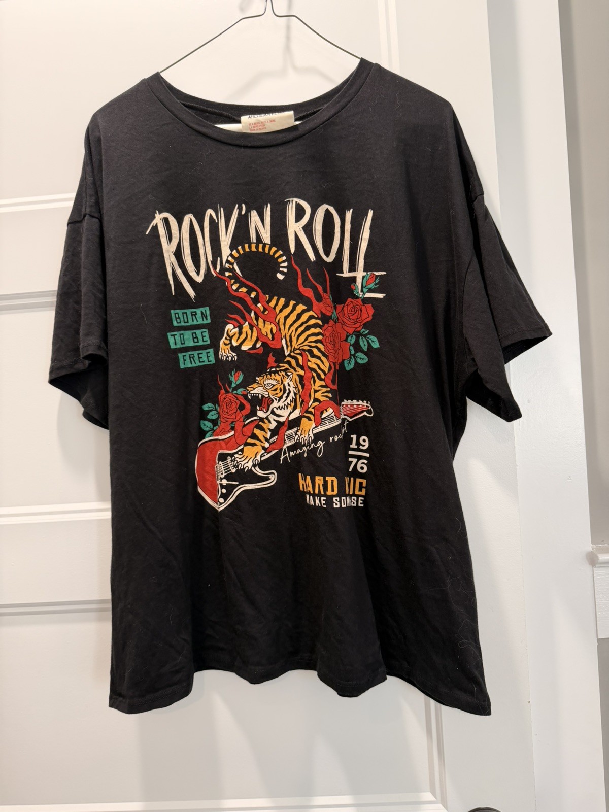 American Rebel Rock N Roll Graphic T-Shirt Born To Be Free Tiger XL