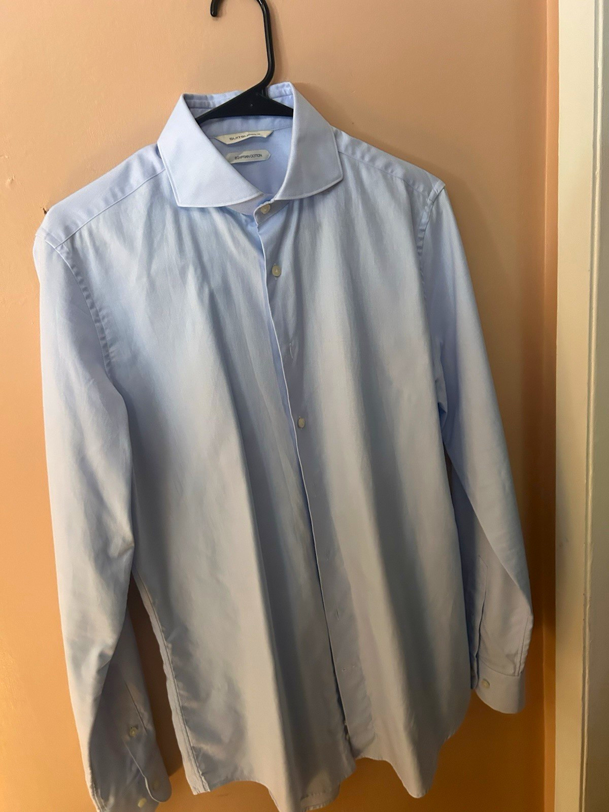 Suitsupply Egyptian Cotton Blue Solid Extra-Slim Dress Shirt 15.5/39 Suitsupply Egyptian Cotton Blue Solid Extra-Slim Dress Shirt 15.5/39