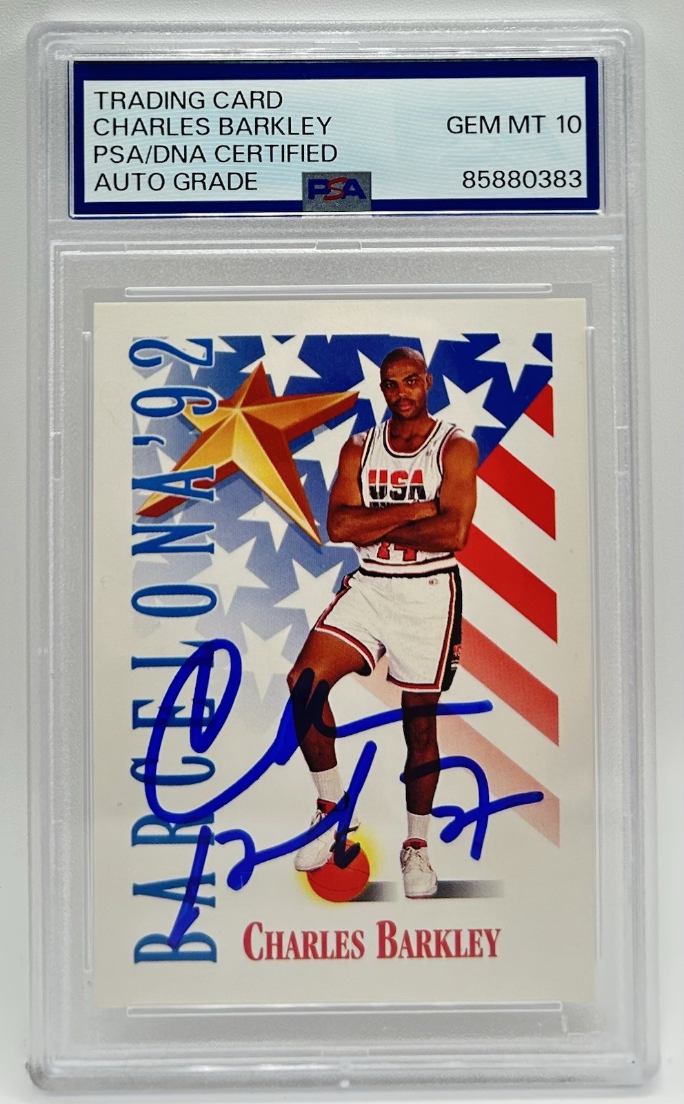 Charles Barkley Signed 1992-93 Skybox Team USA #530 Dream Team PSA/DNA Auto 10