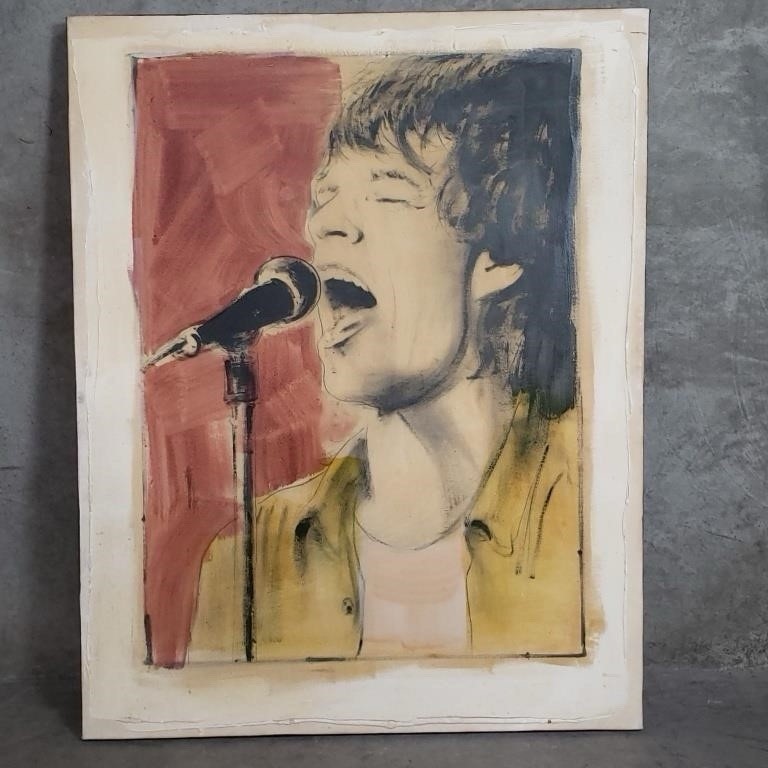 Patrick McCarthy Oil on Canvas Painting, Mick Jagger, Julien\'s Auctions Tag Huge