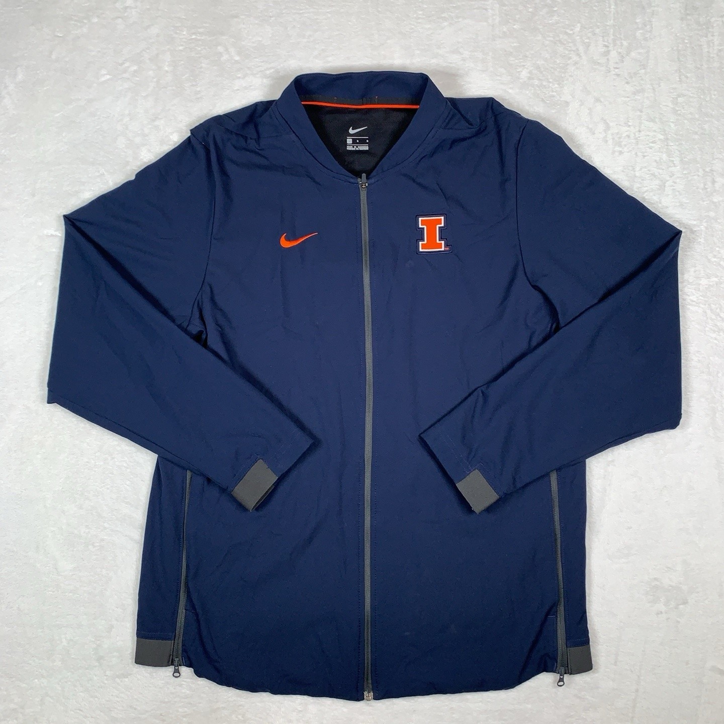 Illinois Fighting Illini Nike Jacket Mens Large Blue Full Zip Vented NCAA