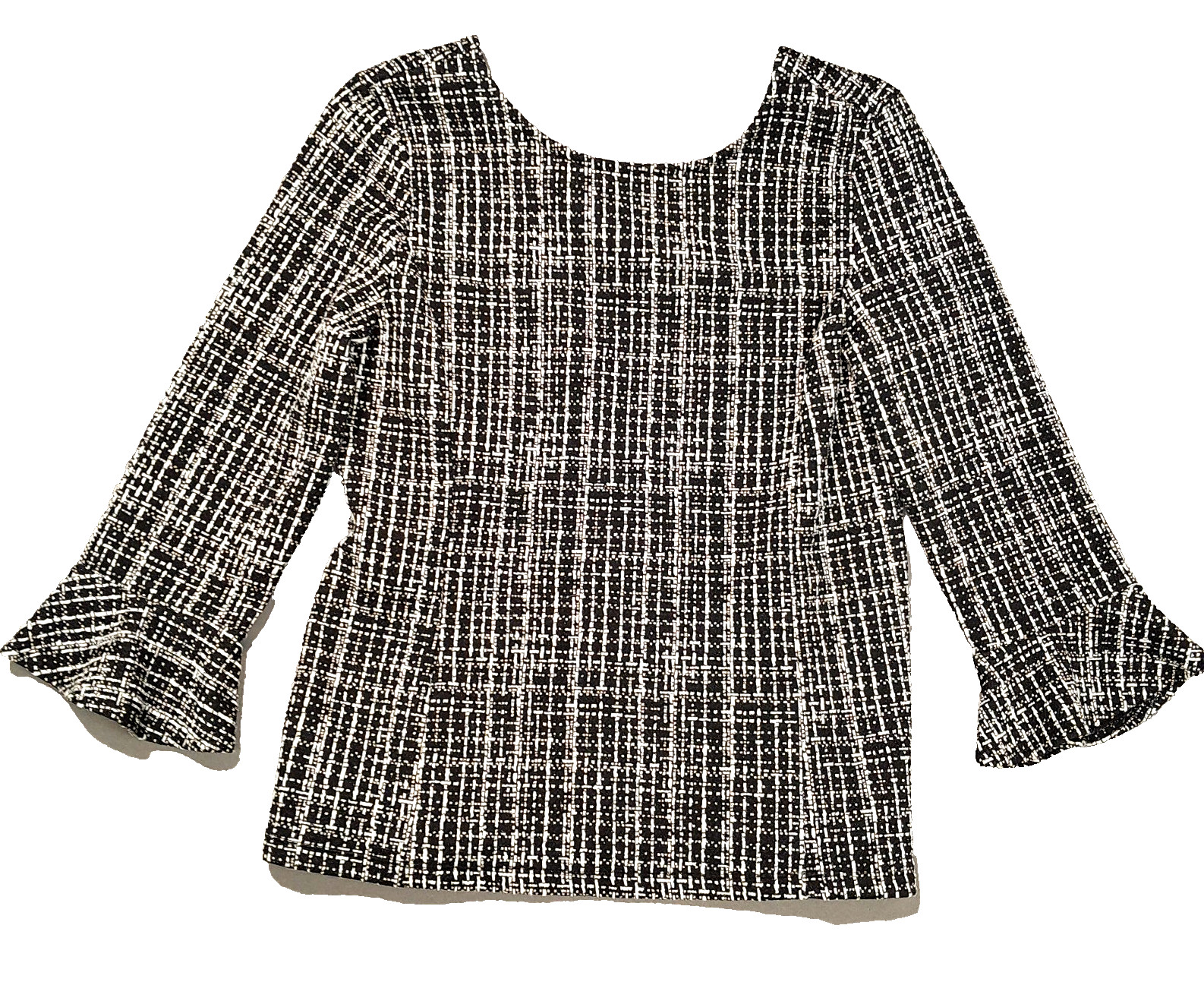Talbots Tunic Womens S Petite Black Tweed Flounce Cuff Pullover Shirt Top NWT Talbots Tunic Womens S Petite Black Tweed Flounce Cuff Pullover Shirt Top NWT