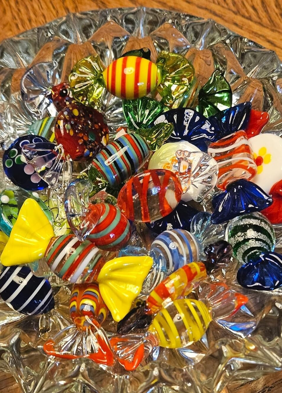 24Pcs Handmade Vintage Murano Style Various Glass Sweets Candy Ornaments Gift