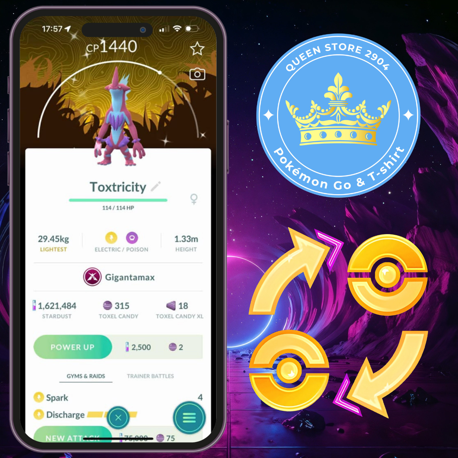 Pokémon TRADE—GO || Shiny Gigantamax Toxtricity—Special Background—Digital