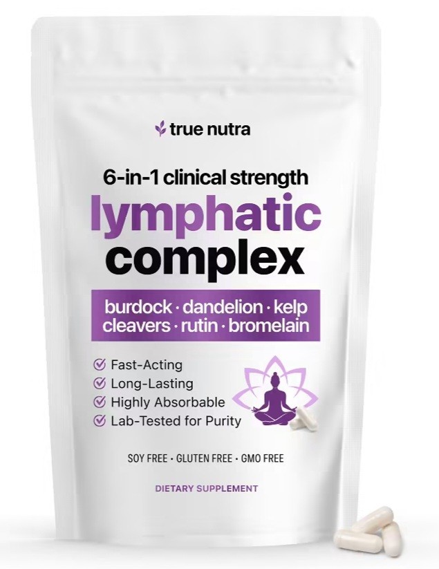 True Nutra 6-in-1 Lymphatic Complex Drainage Dandelion Burdock Bromelain Kelp 