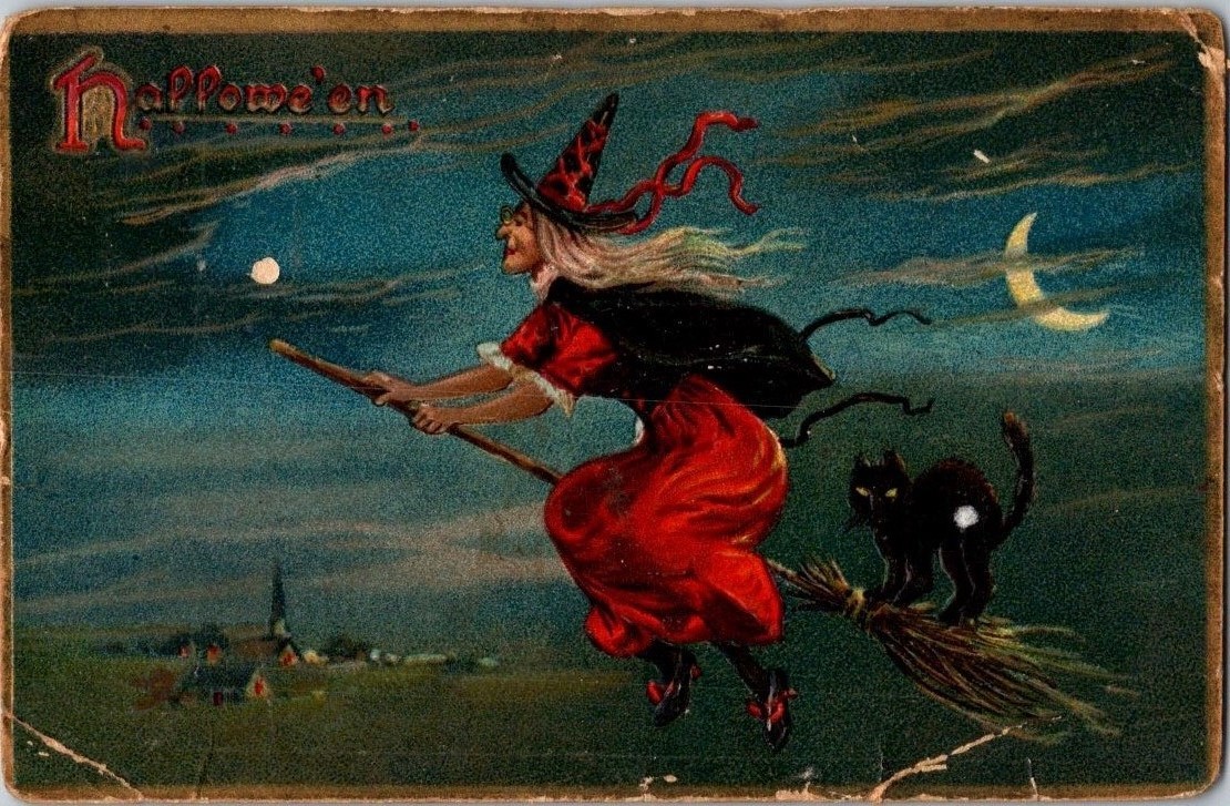 Ca 1890 - 1910 Embossed Hallowe'en Tuck's Postcard Post Marked Vintage Ca 1890 - 1910 Embossed Hallowe'en Tuck's Postcard Post Marked Vintage