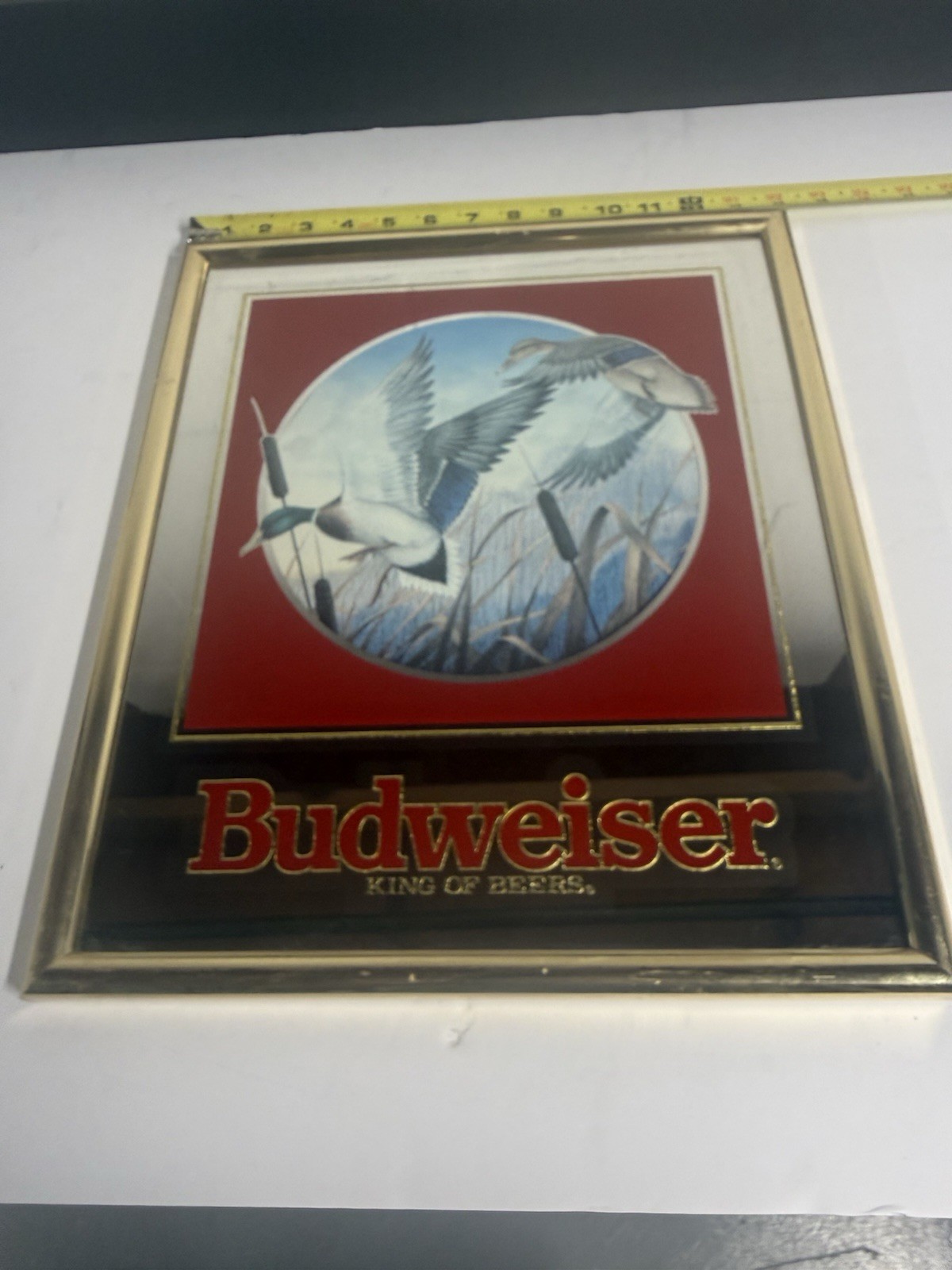Budweiser King of Beers Bird Hunting Duck & Mallard Gold Bar Mirror 14”x17” READ Budweiser King of Beers Bird Hunting Duck & Mallard Gold Bar Mirror 14”x17” READ