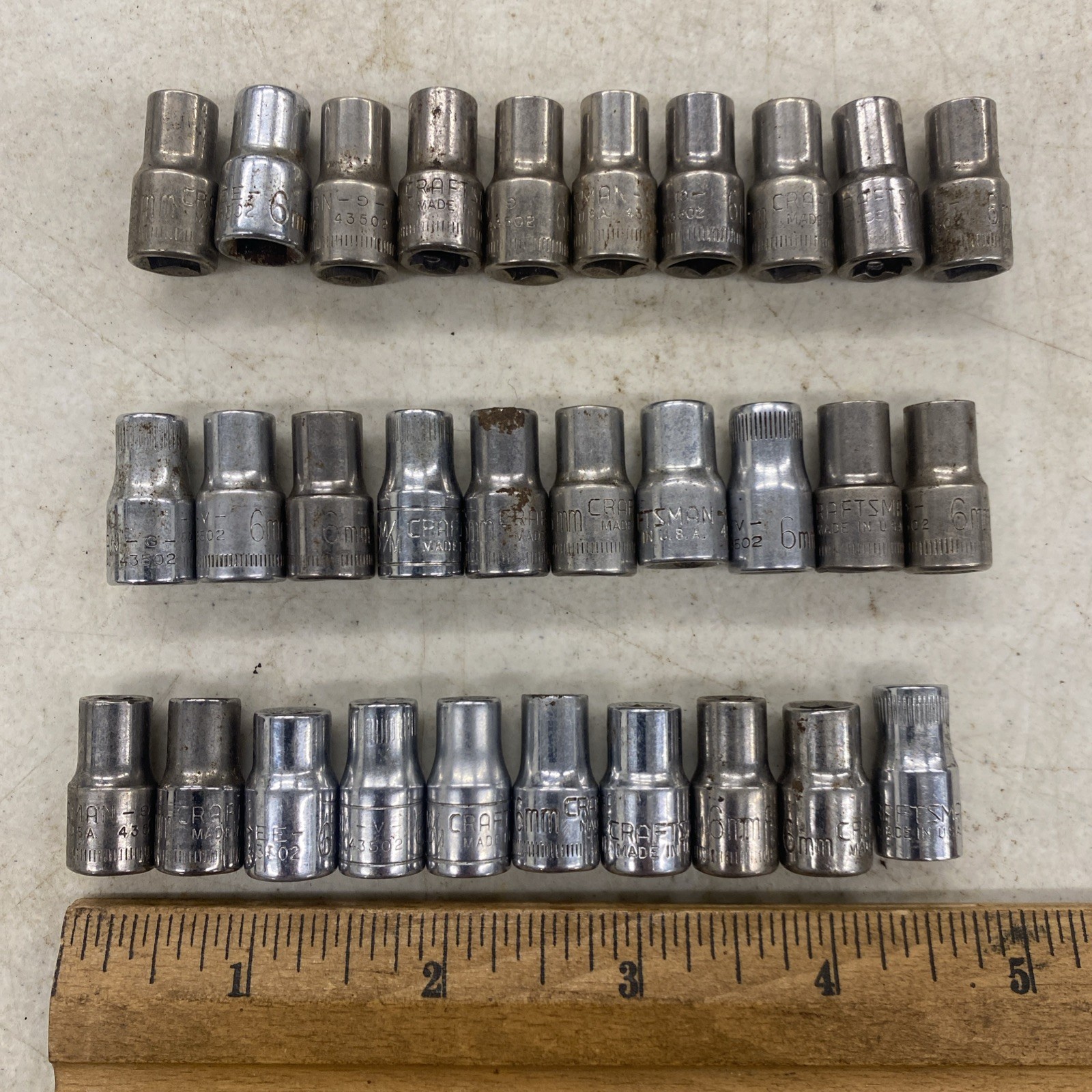 30 pieces Lot Vintage Craftsman USA Made 1/4 Drive, 6mm Sockets  READ, M0566L