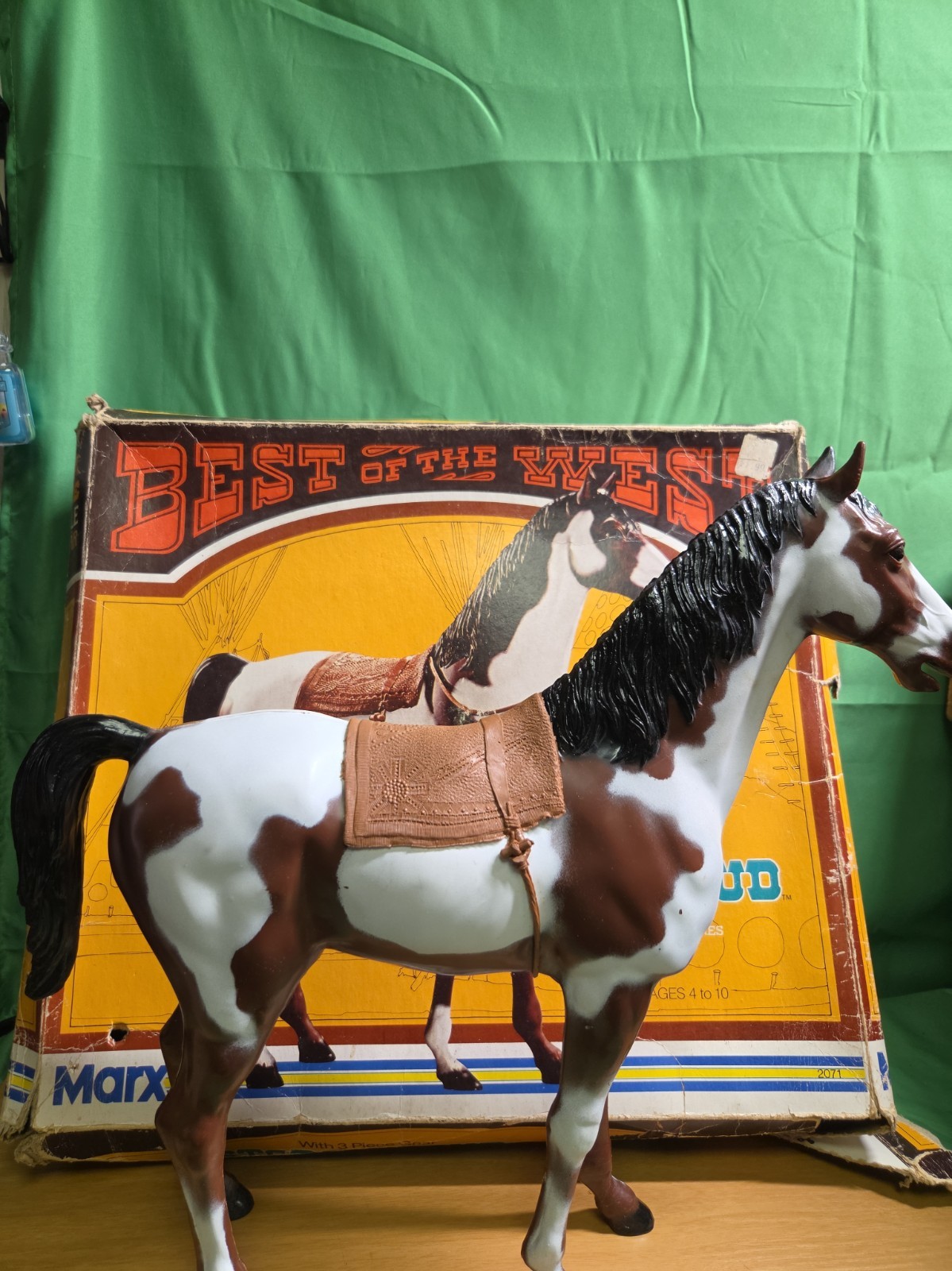 Vintage Marx Toys Johnny West Storm Cloud Pinto Brown White Horse& Box 1974 Vintage Marx Toys Johnny West Storm Cloud Pinto Brown White Horse& Box 1974