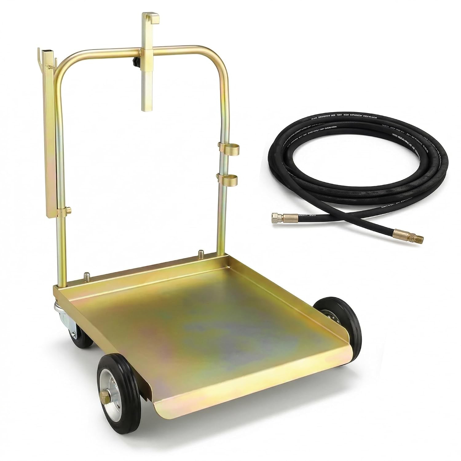 Mobile Drum Cart with 13ft Oil Hose – Heavy-Duty Trolley for 55 Gallon