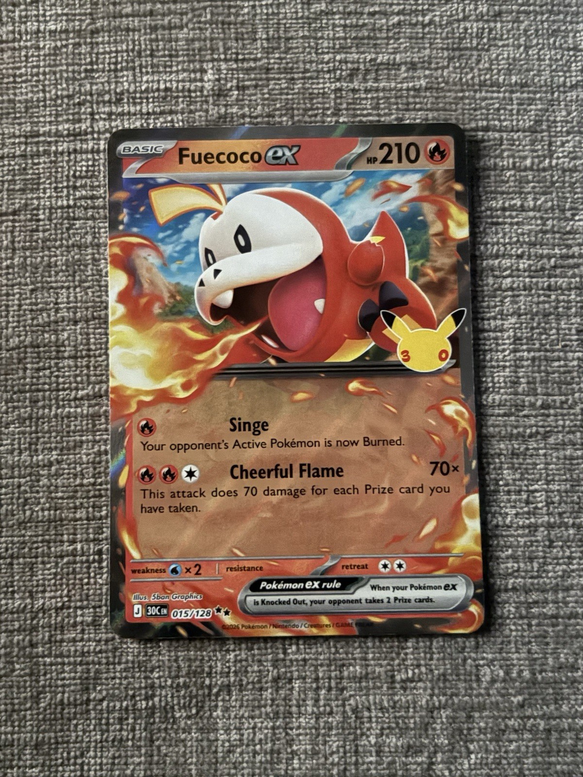 The Pokémon Company Fuecoco ex 30th Anniversary EX Holo English 015/128 The Pokémon Company Fuecoco ex 30th Anniversary EX Holo English 015/128