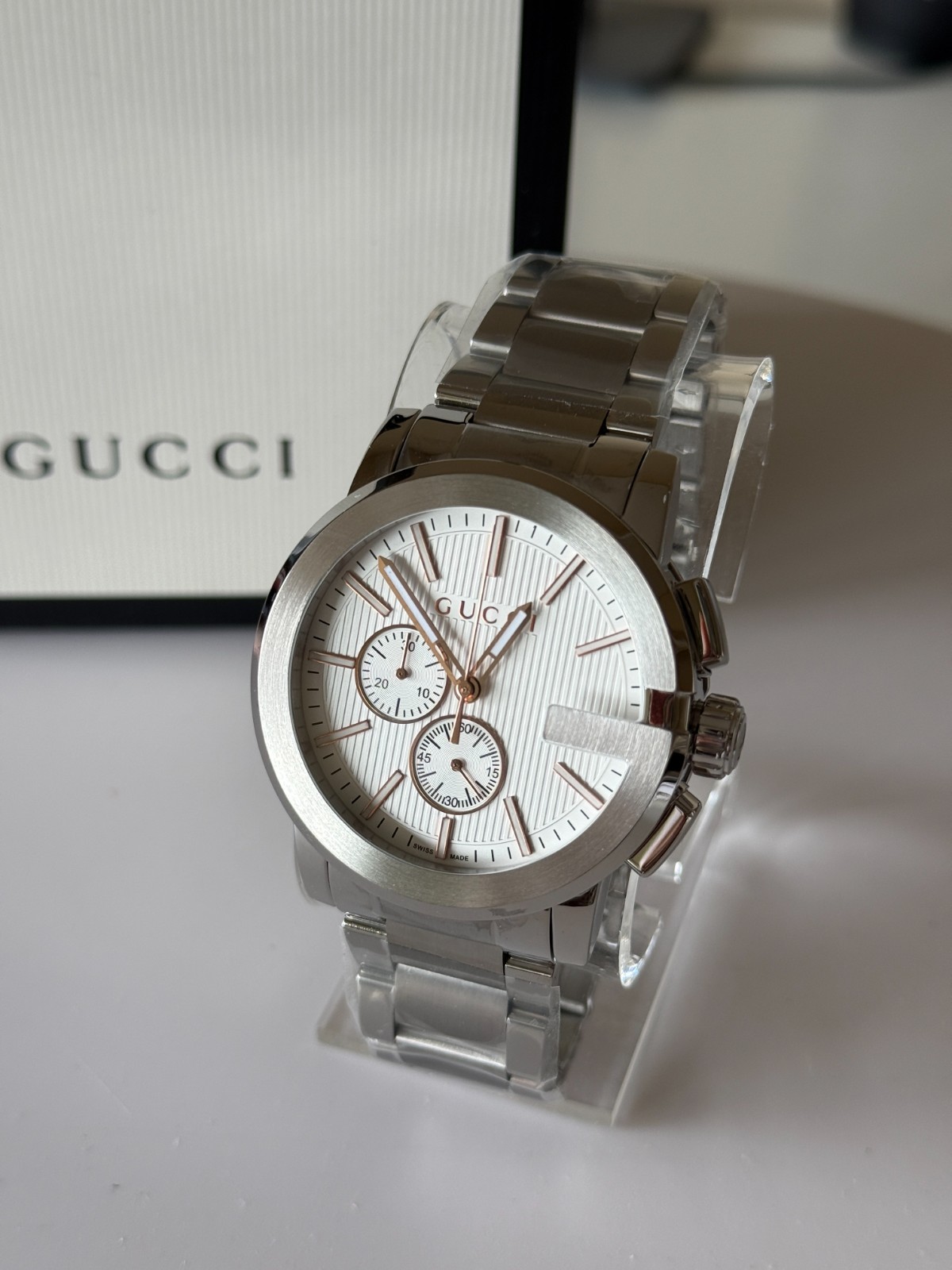 GUCCI G-Chrono YA101201 Silver Dial Men Watch 44mm