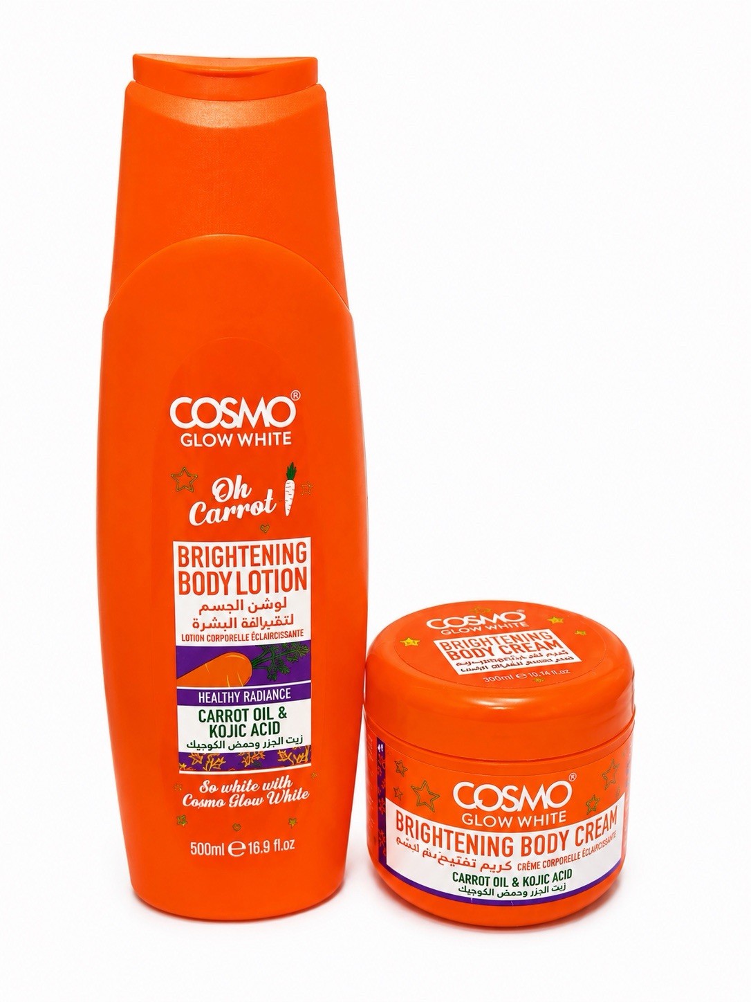 COSMO Glow White Carrot Brightening Body Lotion Kojic Acid Carrot 500ml Set Of 2 COSMO Glow White Carrot Brightening Body Lotion Kojic Acid Carrot 500ml Set Of 2