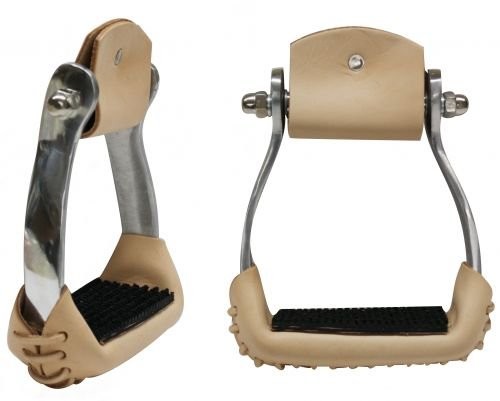 Showman Aluminum Sure Grip Stirrups w/ Leather Wrap