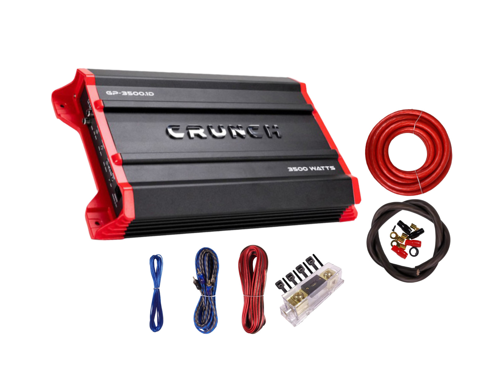 Crunch GP-3500.1D 3500W Mono Amplifier & BCC0R 0-Gauge Wiring Kit Combo