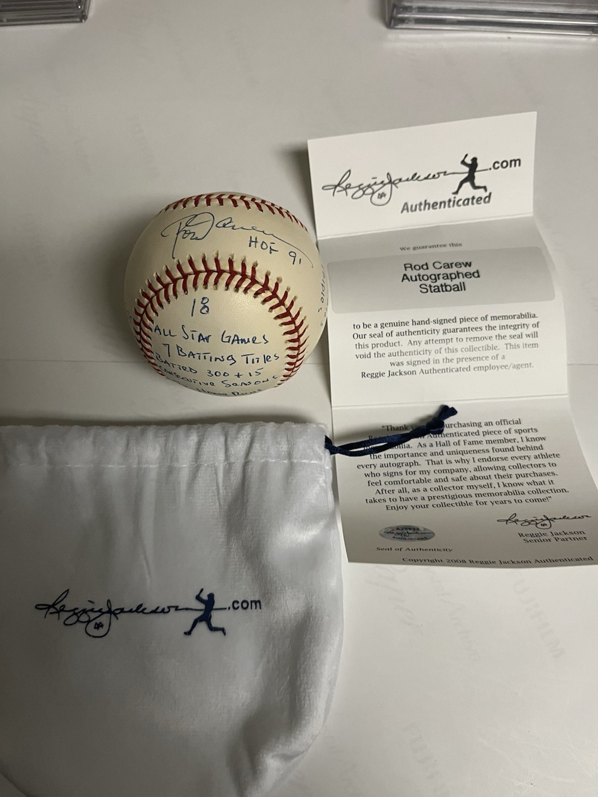 Autographed Rod Carew 16 Stat Hand Signed Baseball Reggie Jackson.Com Certified Autographed Rod Carew 16 Stat Hand Signed Baseball Reggie Jackson.Com Certified