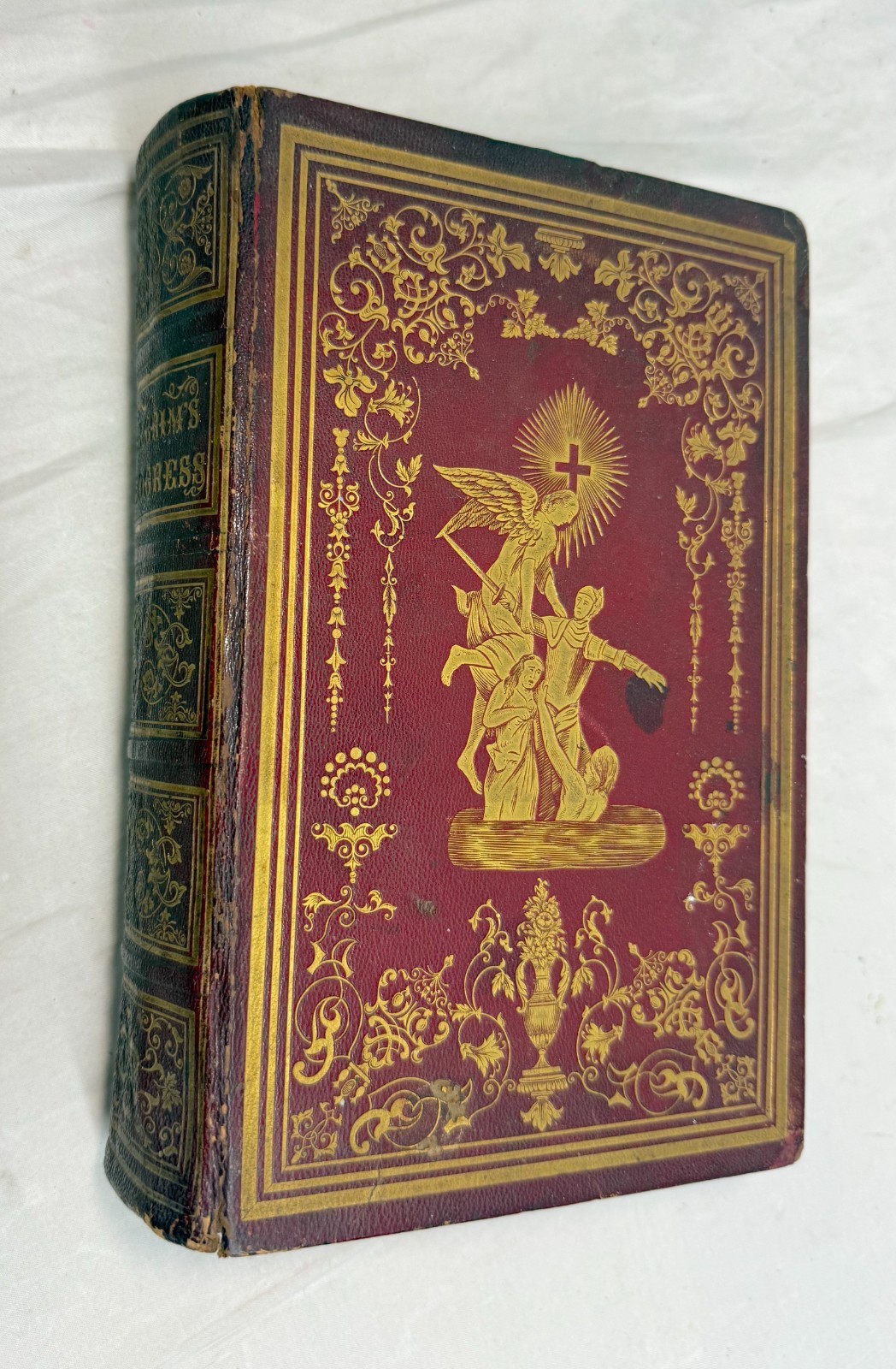 Antique 1852 John Bunyan Pilgrim\'s Progress finely bound hardcover book Antique 1852 John Bunyan Pilgrim\'s Progress finely bound hardcover book