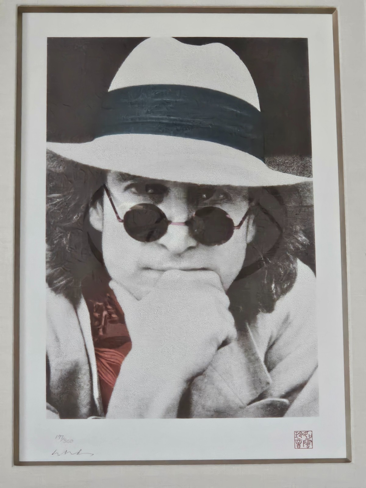 John Lennon- Red - Silkscreen Portrait by Nishi | Signed by Yoko Ono - LIMITED