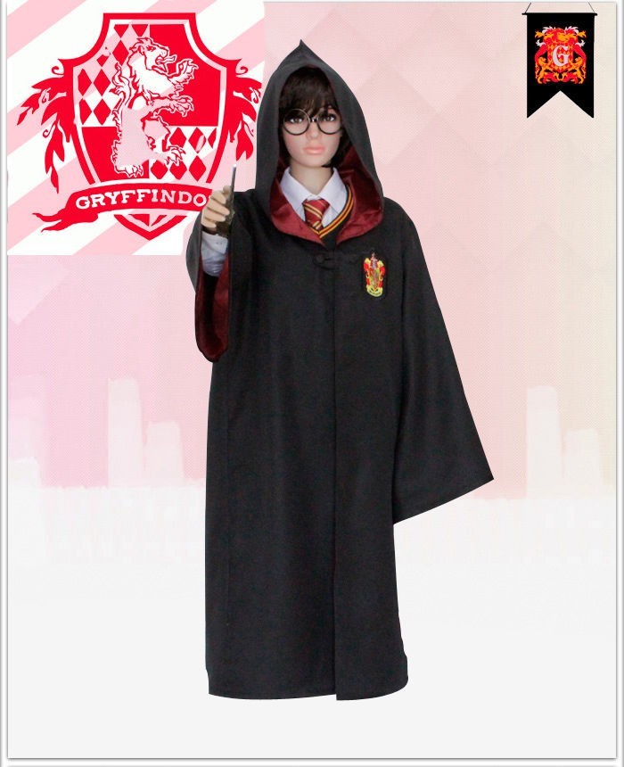 Halloween Harry Potter Cosplay Costume Cloak Robe Cape w/Tie Adult & Kid Sizes