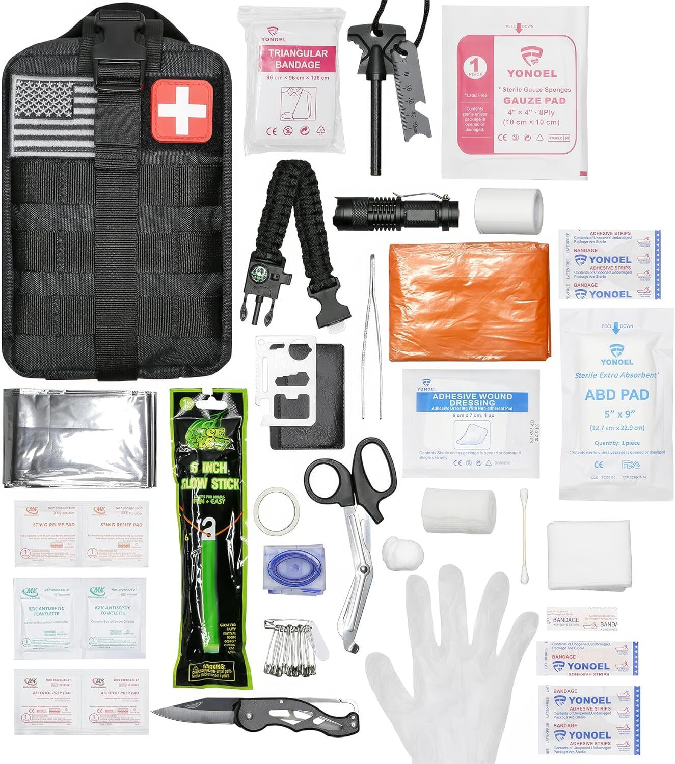 Black Emergency First Aid Kit-250 Piece Outdoor Gear for Survival Bug Out Bag Black Emergency First Aid Kit-250 Piece Outdoor Gear for Survival Bug Out Bag