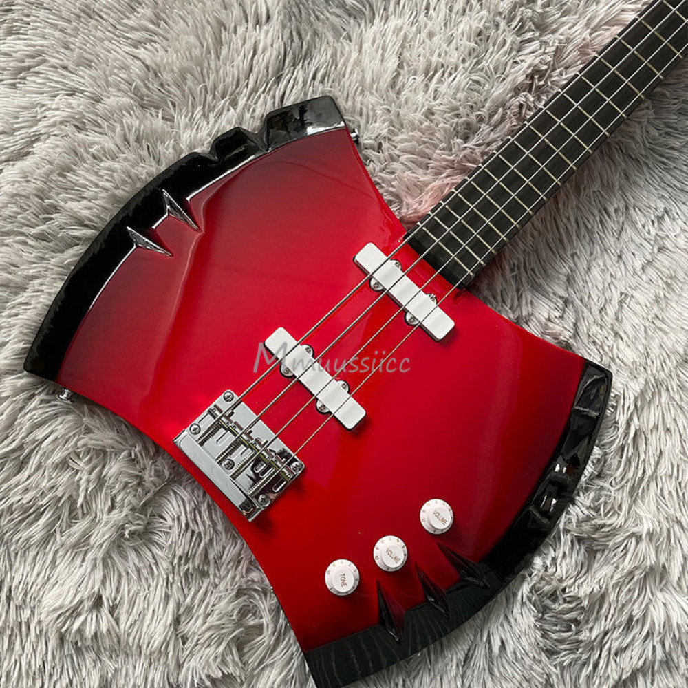 4-String Double-edged Axee Red Electric Bass Guitars Marceline's Fast Delivery 4-String Double-edged Axee Red Electric Bass Guitars Marceline's Fast Delivery