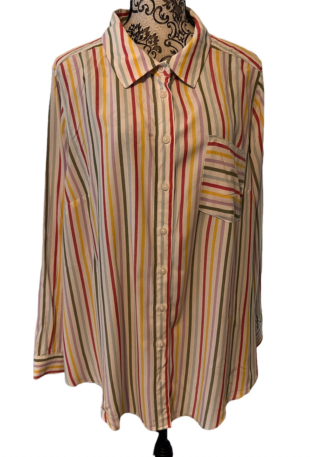 Torrid Ester Multicolored Striped Button-Up Shirt 3x (22-24) Long Sleeve NE Torrid Ester Multicolored Striped Button-Up Shirt 3x (22-24) Long Sleeve NE