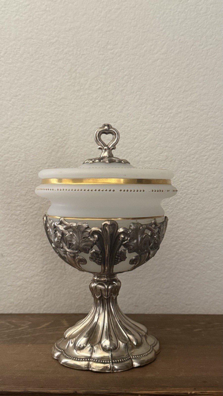 Antique 19th Century Opaline and Silver Bonbonniere Candy Jar Antique 19th Century Opaline and Silver Bonbonniere Candy Jar