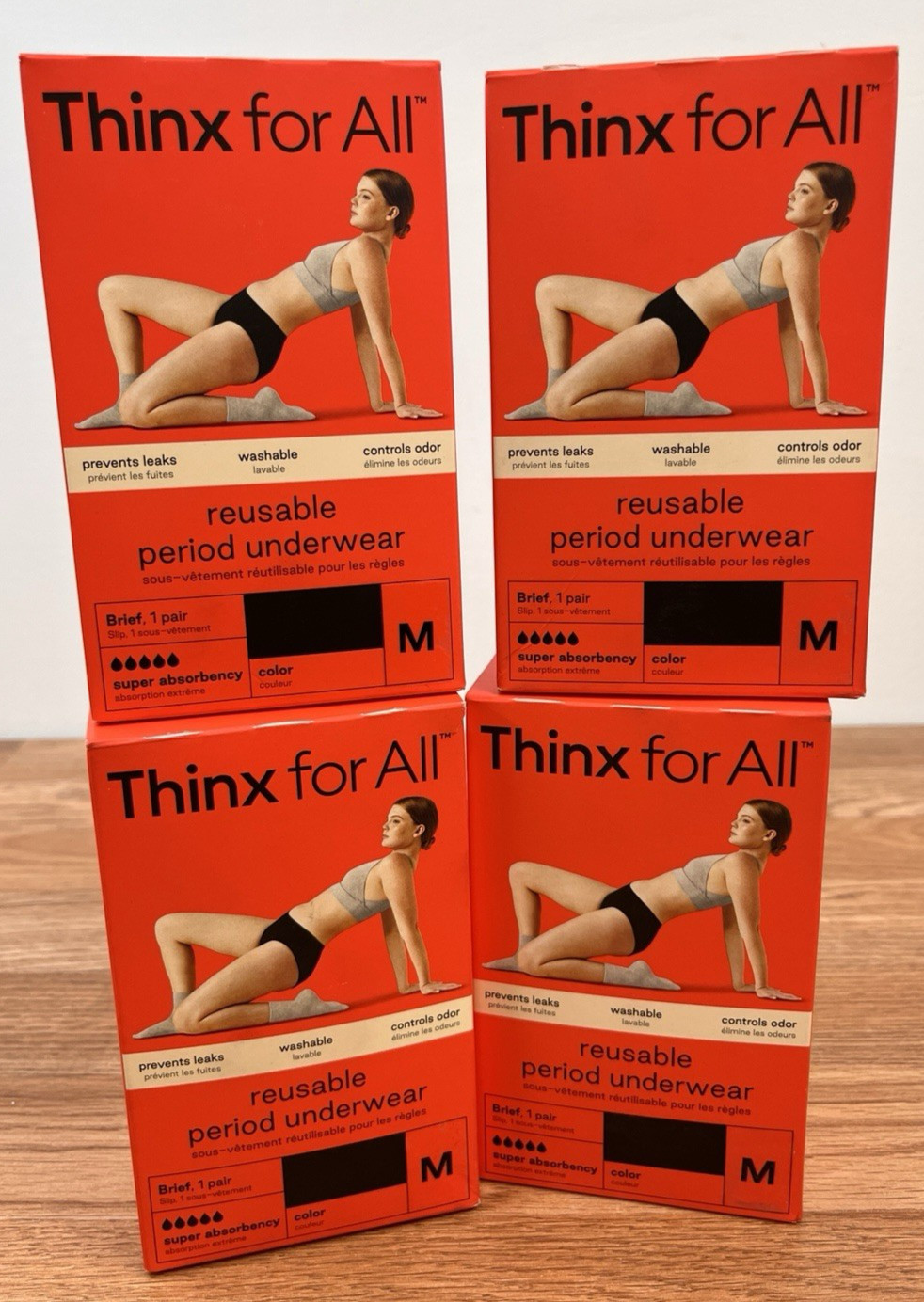 Lot of 4 Pairs THINX Reusable Period Briefs Underwear Super Absorbant Medium NEW Lot of 4 Pairs THINX Reusable Period Briefs Underwear Super Absorbant Medium NEW