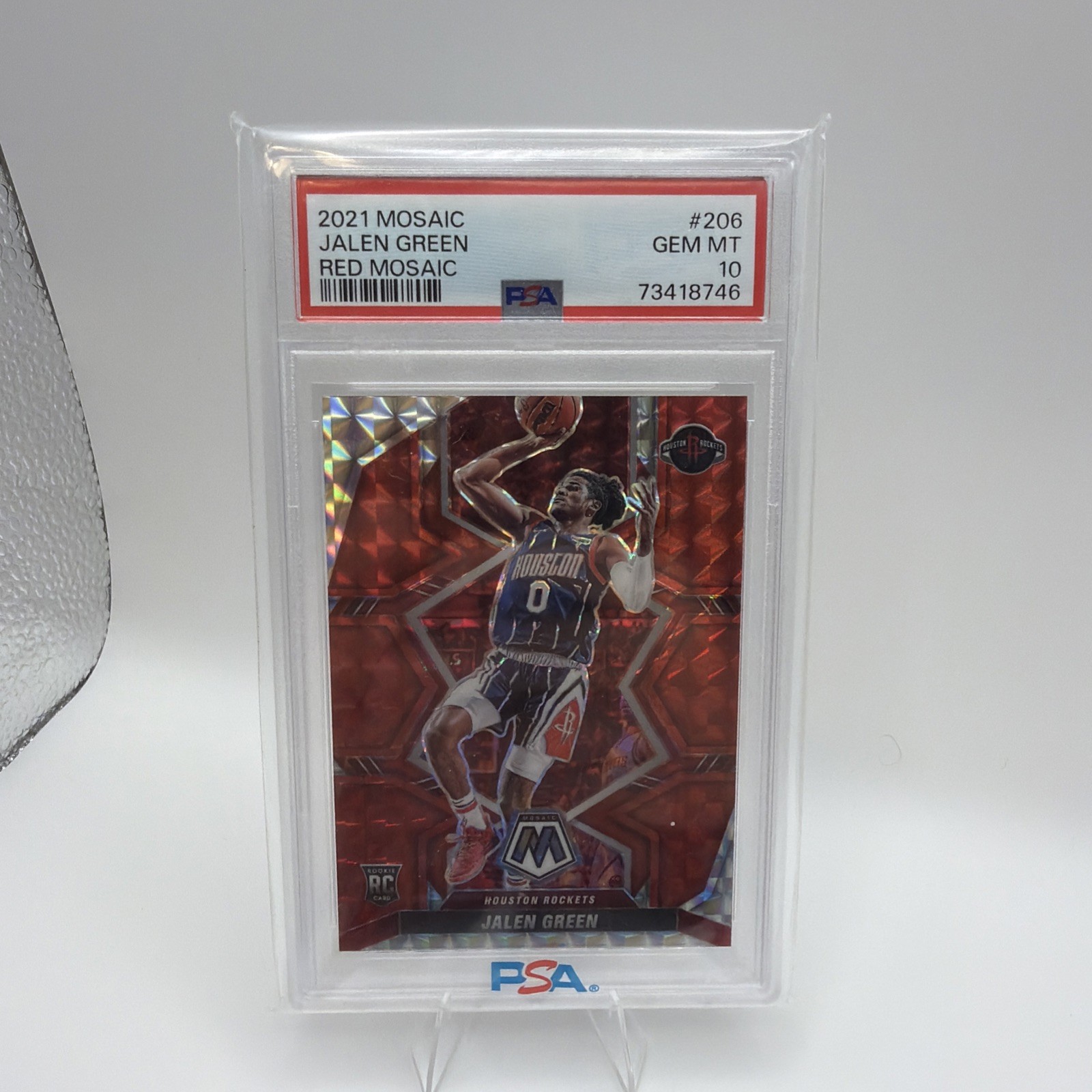 2021-22 Panini Mosaic JALEN GREEN Rookie RC Red Prizm SP Rockets #206 PSA 10 2021-22 Panini Mosaic JALEN GREEN Rookie RC Red Prizm SP Rockets #206 PSA 10