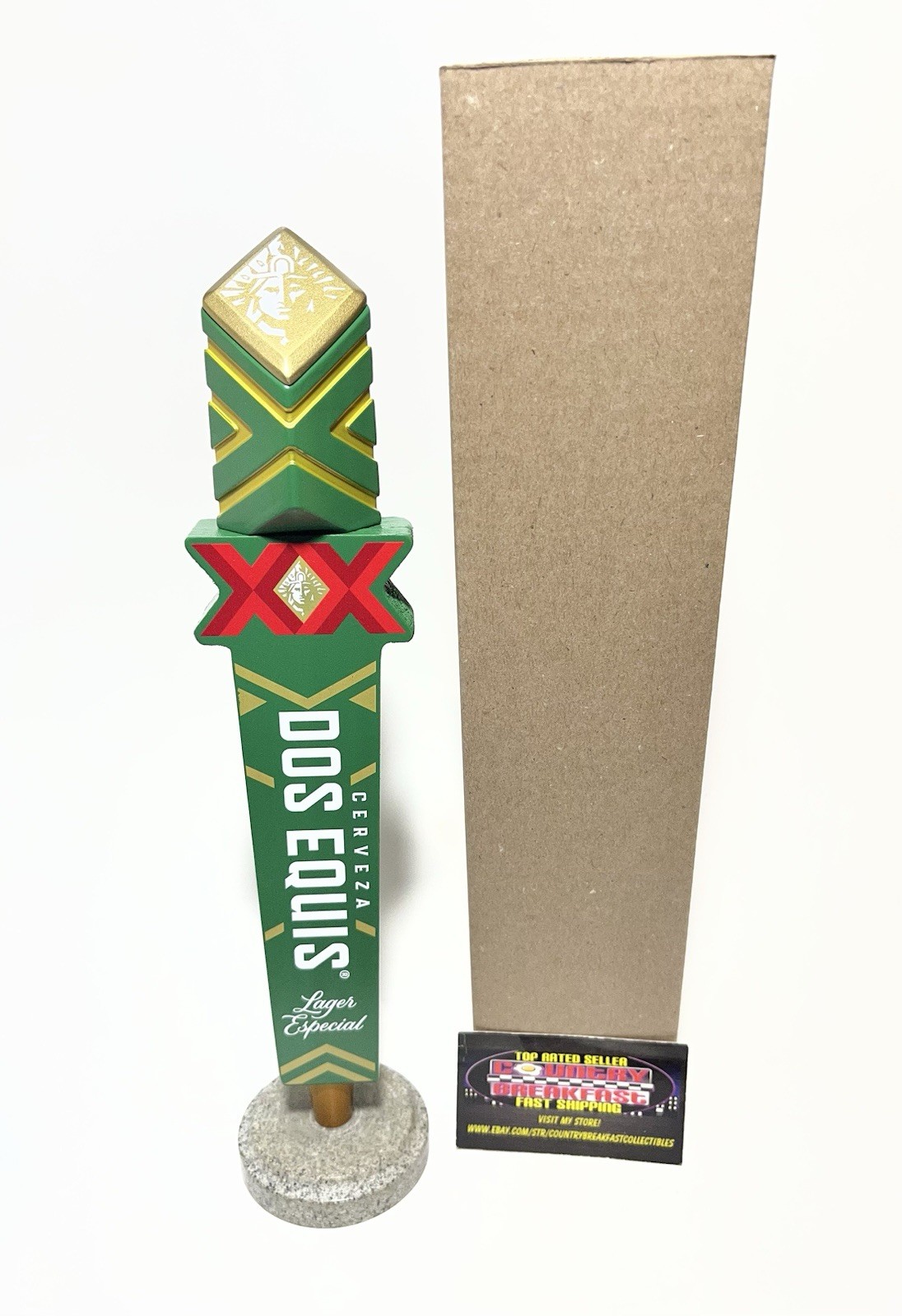 Dos Equis XX Lager Especial Logo Beer Tap Handle 12.5” Tall - Brand New In Box Dos Equis XX Lager Especial Logo Beer Tap Handle 12.5” Tall - Brand New In Box