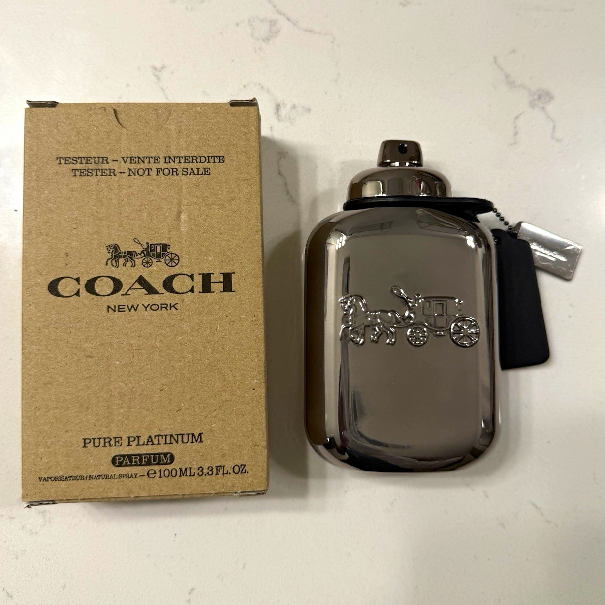Coach Pure Platinum Parfum 3.3 oz 100ml Tester With Box