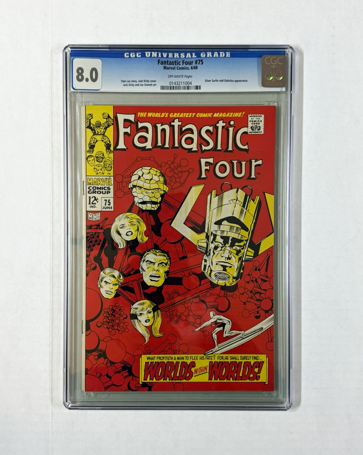 Fantastic Four #75 1968 CGC 8.0 Silver Age Galactus Silver Surfer Lee Kirby Fantastic Four #75 1968 CGC 8.0 Silver Age Galactus Silver Surfer Lee Kirby